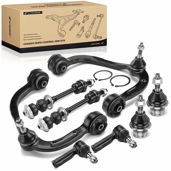 A Set of 8 Control Arm Ball Joint Sway Bar Link Tie Rod End Kit Front Side A-Premium APCA1529