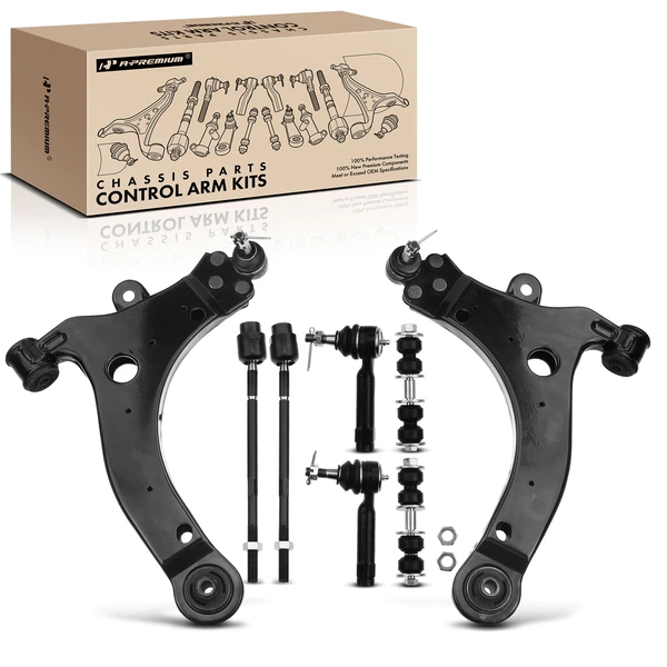 A Set of 8 Control Arm Sway Bar Link and Tie Rod End Kit Front Side A-Premium APCA1530