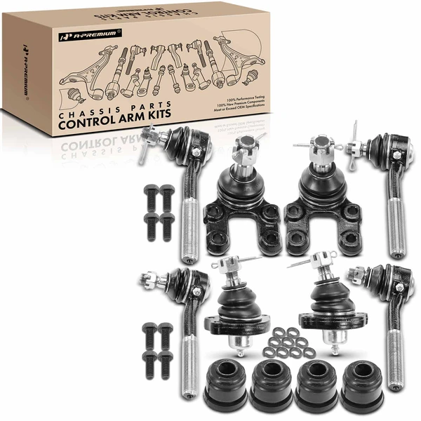 1986-1994 Nissan D21 A Set of 10 Ball Joint Control Arm Bushing and Tie Rod End Kit Front Inner & Outer A-Premium APCA1544
