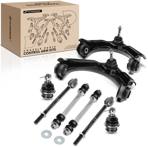 2006-2010 Ford Explorer A Set of 8 Control Arm Ball Joint Sway Bar Link Tie Rod End Kit Front Side A-Premium APCA1568