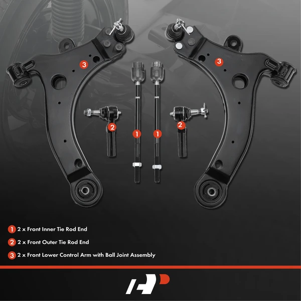 A Set of 6 Control Arm and Tie Rod End Kit Front Lower A-Premium APCA1583