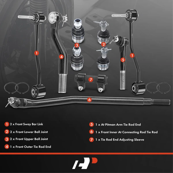 A Set of 10 Ball Joint Adjusting Sleeve Sway Bar Link Tie Rod End Kit Front Side A-Premium APCA1584