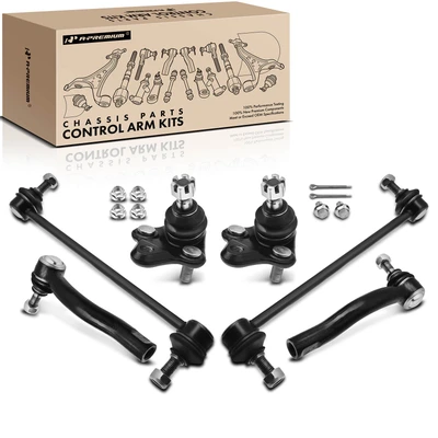 6 Pcs Front & Outer Stabilizer Bar Link Tie Rod End