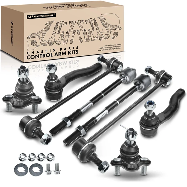 A Set of 8 Ball Joint Sway Bar Link and Tie Rod End Kit Front Side A-Premium APCA1608