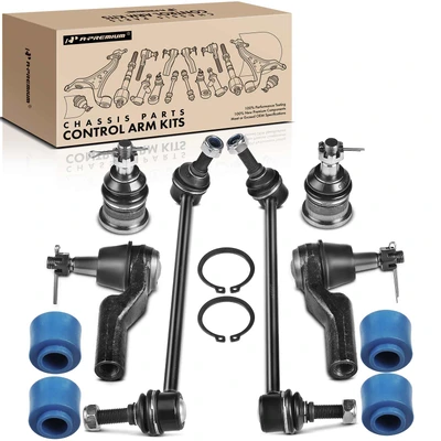 8 Pcs Front Sway Bar Link Tie Rod End & Ball Joint Bushing