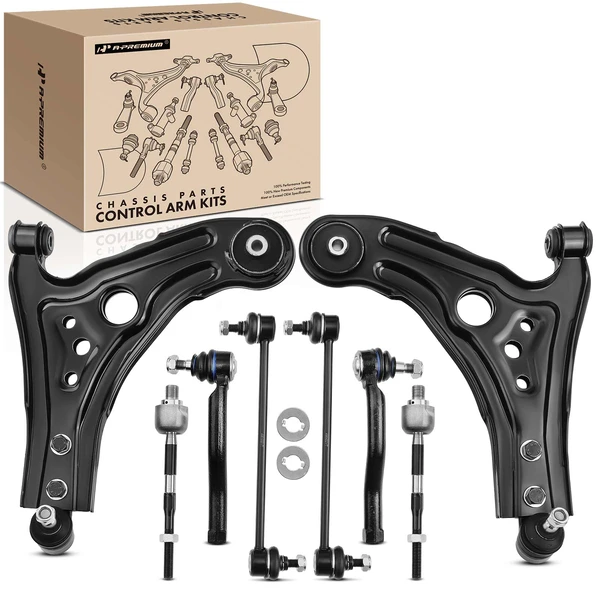 A Set of 8 Control Arm Sway Bar Link and Tie Rod End Kit Front Side A-Premium APCA1635