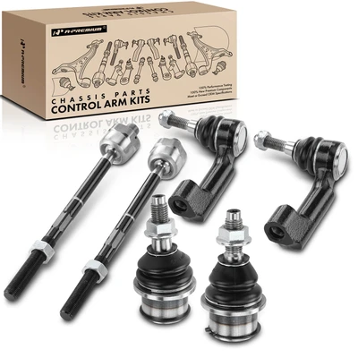 6 Pcs Inner & Outer Tie Rod Ends & Front Lower Ball Joint