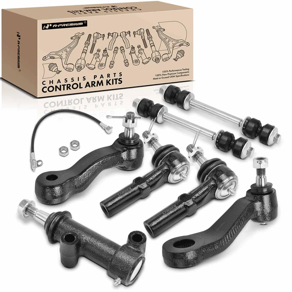 2009-2019 Chevrolet Express 4500 A Set of 7 Sway Bar Link and Tie Rod End Full Kit Front Side A-Premium APCA1664