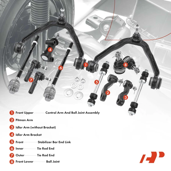 A Set of 13 Control Arm and Ball Joint Full Kit Front Inner & Outer A-Premium APCA1665