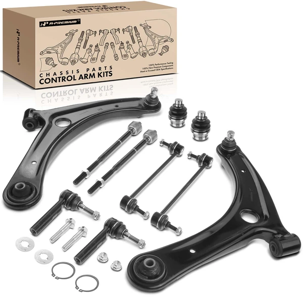 2007-2012 Dodge Caliber A Set of 10 Control Arm Ball Joint Sway Bar Link Tie Rod End Kit Front Side A-Premium APCA1669