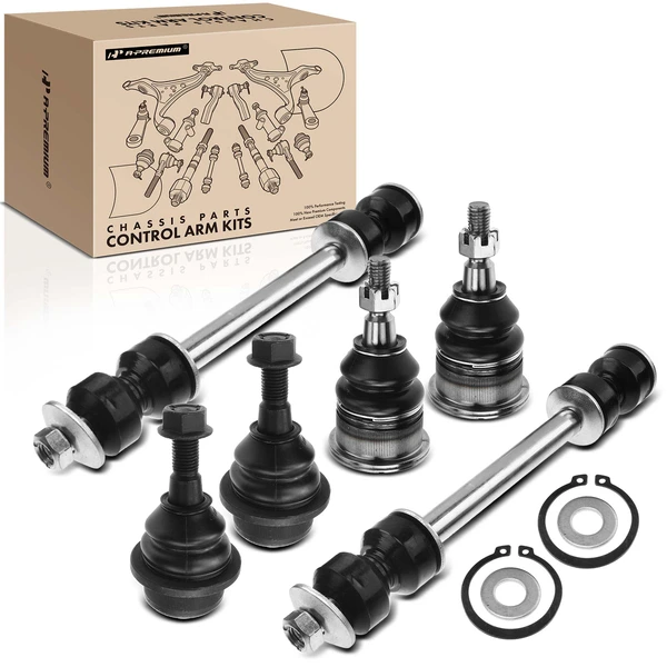 2001-2010 GMC Sierra 2500 HD A Set of 6 Ball Joint and Sway Bar Link Kit Front Side A-Premium APCA1686