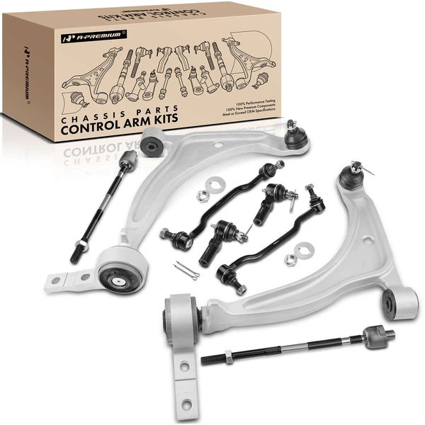 A Set of 8 Control Arm Sway Bar Link and Tie Rod End Kit Front Side A-Premium APCA1734