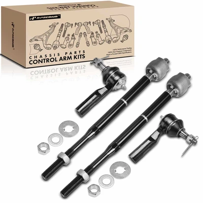 4 Pcs Front Inner & Outer Steering Tie Rod End