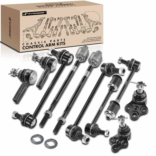 1996-2004 Nissan Pathfinder A Set of 10 Ball Joint Sway Bar Link and Tie Rod End Kit Front & Rear A-Premium APCA1843