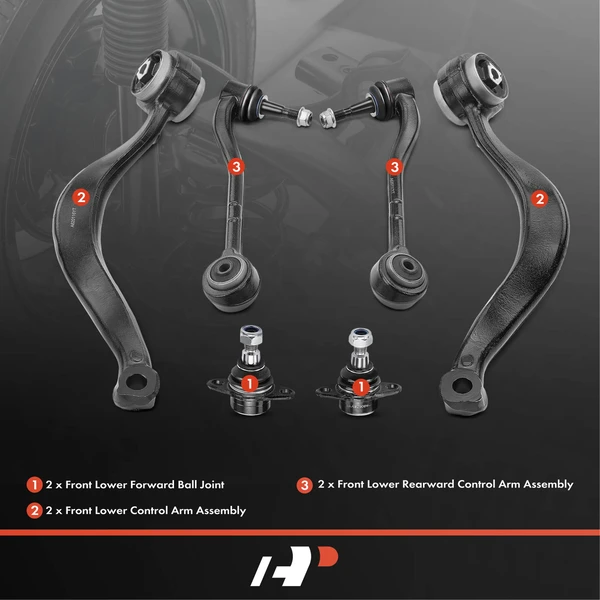 A Set of 6 Control Arm and Ball Joint Kit Front Side A-Premium APCA1859