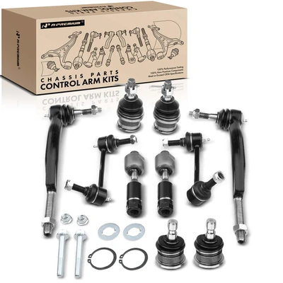 10 Pcs Front & Rear Sway Bar End Link & Tie Rod End