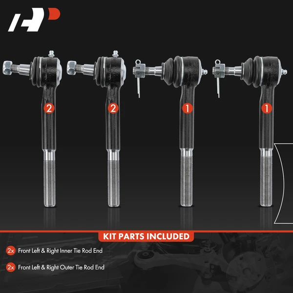 4 Pcs Inner & Outer Tie Rod End for Chevrolet Blazer K1500 Tahoe GMC K2500 Yukon