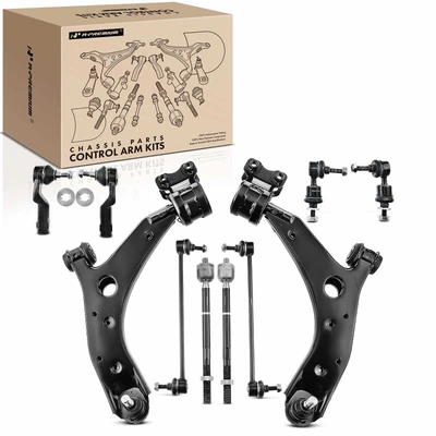 10 Pcs Front & Rear Lower Control Arm with Ball Joint & Tie Rod End