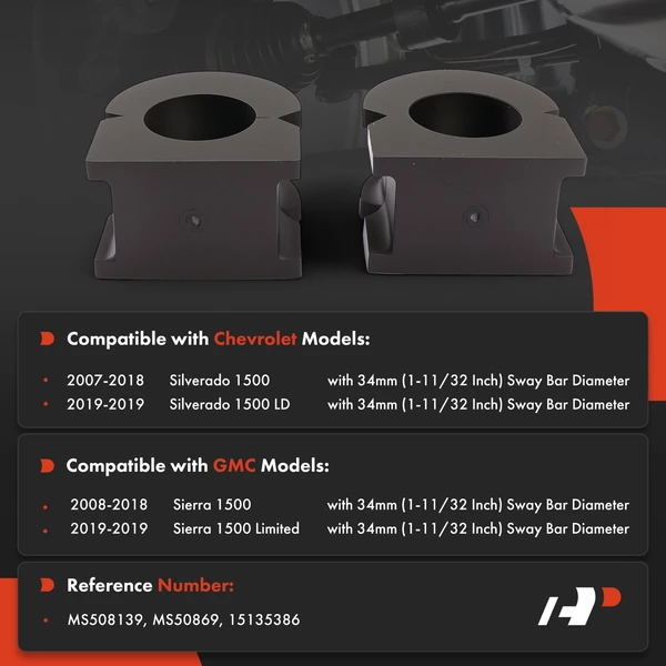 2-Pc Sway Bar Bushing Kit with Bar, Front To Frame A-Premium APCA9541