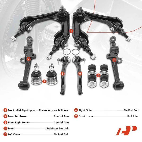 A Set of 10 Control Arm Ball Joint Sway Bar Link Tie Rod End Kit Front Side A-Premium APCA1226