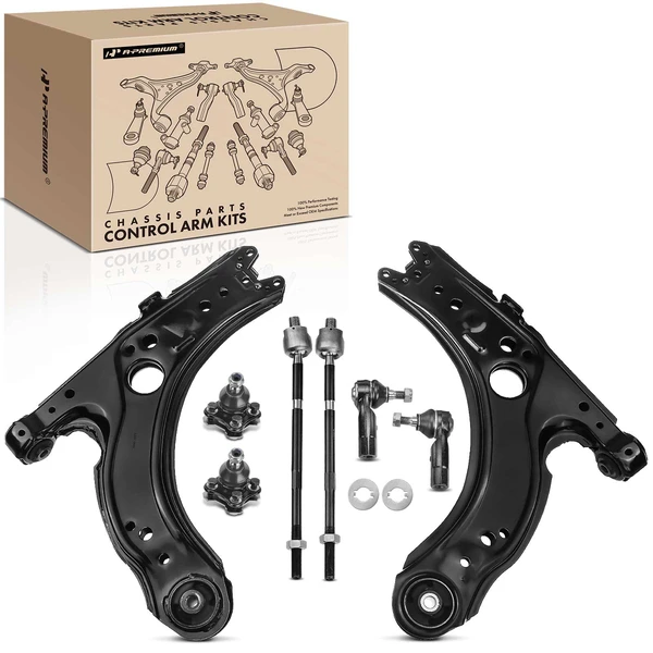1999-2005 Volkswagen Jetta A Set of 8 Control Arm Ball Joint and Tie Rod End Kit Front Side A-Premium APCA1232