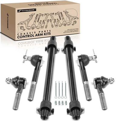 6 Pcs Front Inner & Outer Tie Rod End & Adjusting Sleeve