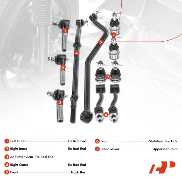 A Set of 11 Ball Joint Sway Bar Link Tie Rod End Track Bar Kit Front Side A-Premium APCA1235