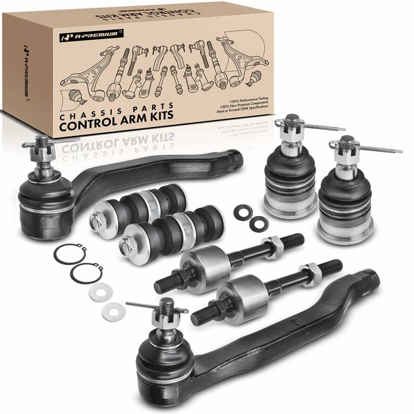 1997-1999 Acura CL A Set of 8 Ball Joint Sway Bar Link and Tie Rod End Kit Front Side A-Premium APCA1239