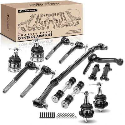 14 Pcs Front Ball Joints Tie Rod Ends Sway Bar Link Idler Arm Kit