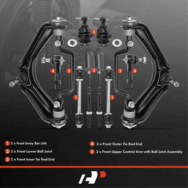 A Set of 10 Control Arm Ball Joint Sway Bar Link Tie Rod End Kit Front Inner & Outer A-Premium APCA1252
