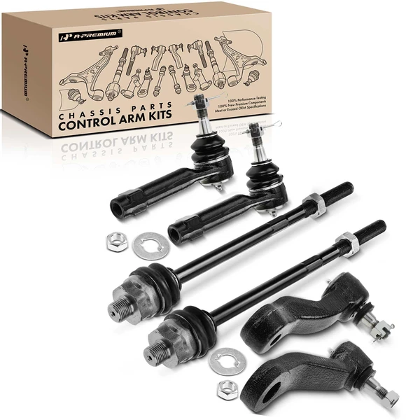 2003-2006 Cadillac Escalade ESV A Set of 6 Ball Joint Idler Arm and Tie Rod End Kit Inner & Outer A-Premium APCA1253