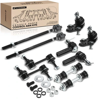 10 Pcs Front & Rear Sway Bar Link & Tie Rod Ends Ball Joint
