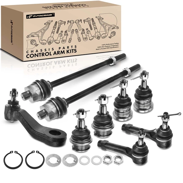 A Set of 9 Ball Joint Center Link and Tie Rod End Kit Front, Inner & Outer A-Premium APCA1255
