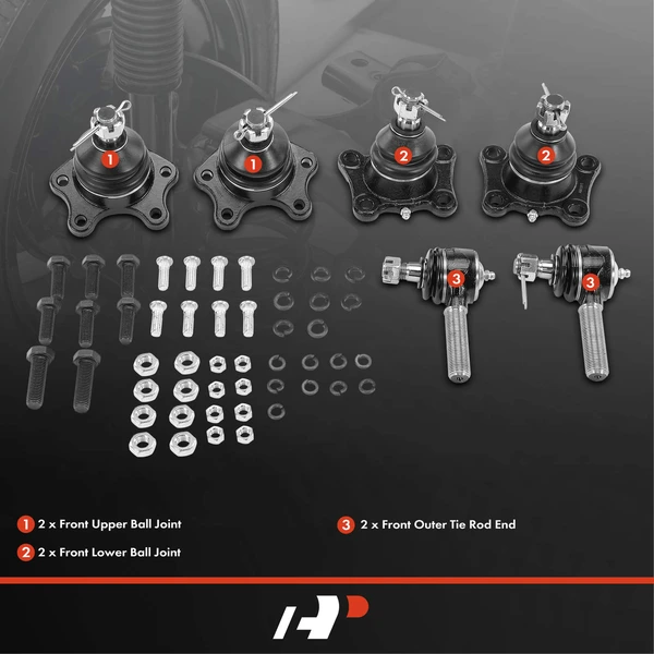 A Set of 6 Ball Joint and Tie Rod End Kit Front Side A-Premium APCA1265
