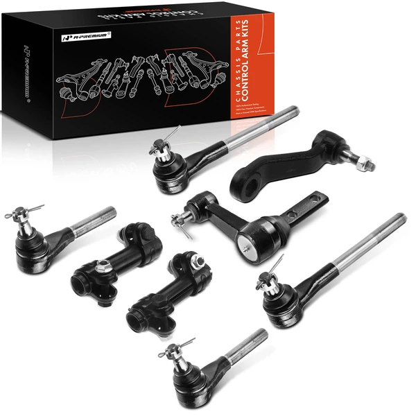 2000-2002 Dodge Ram 2500 A Set of 8 Tie Rod End Adjusting Sleeve Idler Arm Pitman Arm Kit Inner & Outer A-Premium APCA1274