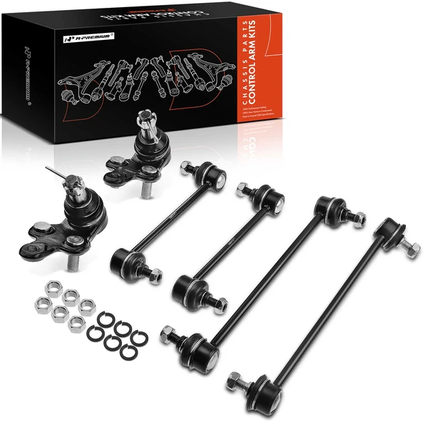 A Set of 6 Ball Joint and Sway Bar Link Kit Front & Rear A-Premium APCA1279