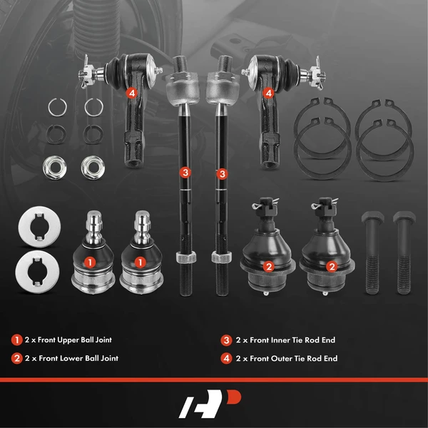 A Set of 8 Ball Joint and Tie Rod End Kit Inner & Outer A-Premium APCA1291