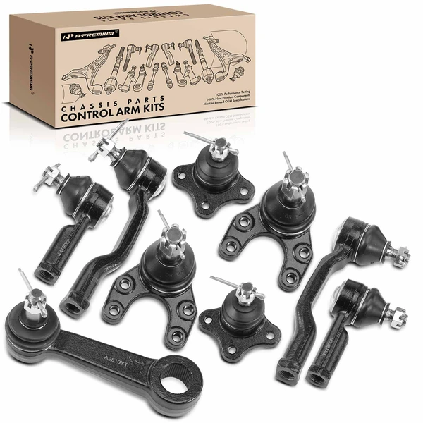 A Set of 9 Ball Joint Pitman Arm and Tie Rod End Kit Front Inner & Outer A-Premium APCA1302