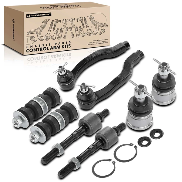 1988-1991 Honda CRX A Set of 8 Ball Joint Sway Bar Link and Tie Rod End Kit Front Side A-Premium APCA1305