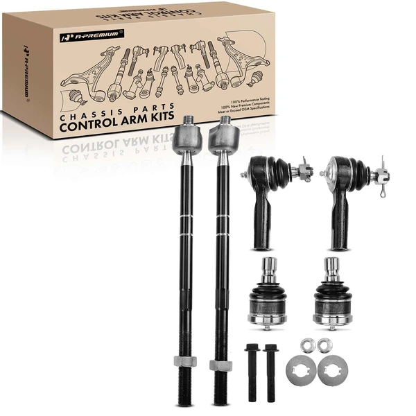 A Set of 6 Ball Joint and Tie Rod End Kit Front, Inner & Outer A-Premium APCA1308
