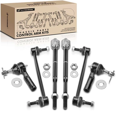 6 Pcs Front Inner & Outer Tie Rods & Sway Bar