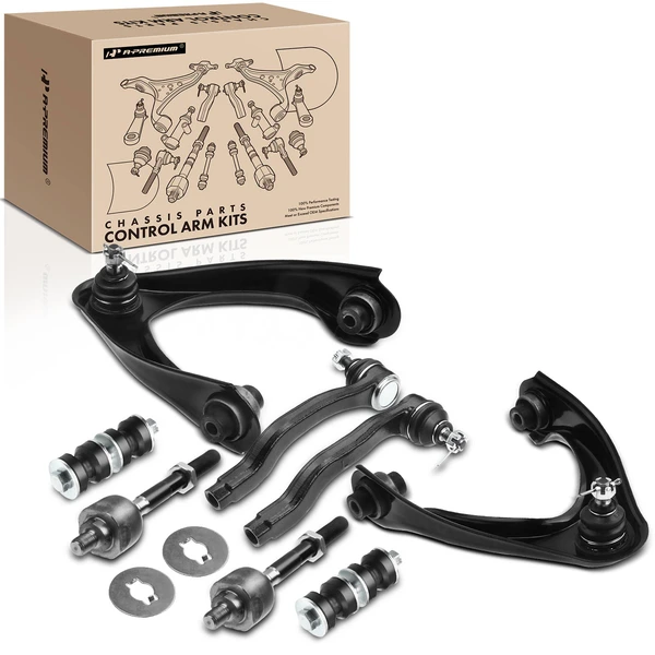 A Set of 8 Control Arm Sway Bar Link and Tie Rod End Kit Front Side A-Premium APCA1318