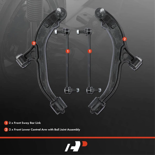 A Set of 4 Control Arm and Sway Bar Link Kit Front Side A-Premium APCA1319
