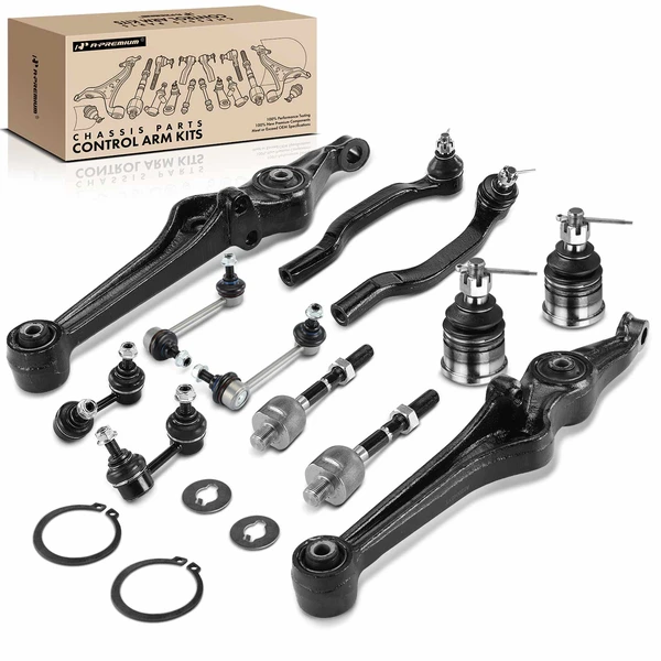 1998-2002 Honda Accord A Set of 12 Control Arm Ball Joint Sway Bar Link Tie Rod End Kit Front Lower A-Premium APCA1331