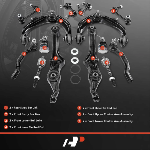 A Set of 14 Control Arm Ball Joint Sway Bar Link Tie Rod End Kit Front & Rear A-Premium APCA1332