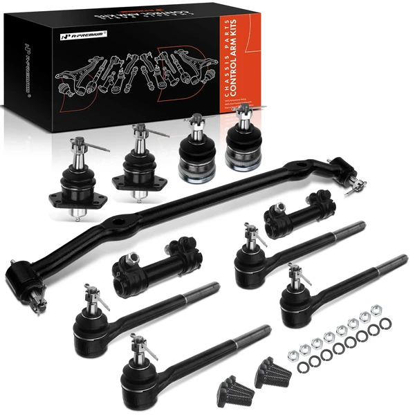 1978-1987 Chevrolet El Camino A Set of 11 Ball Joint Tie Rod End and Adjusting Sleeve Kit Front Side A-Premium APCA1333