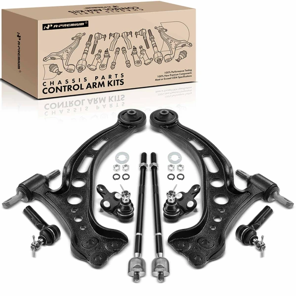 A Set of 8 Control Arm Ball Joint and Tie Rod End Kit Front Side A-Premium APCA1339