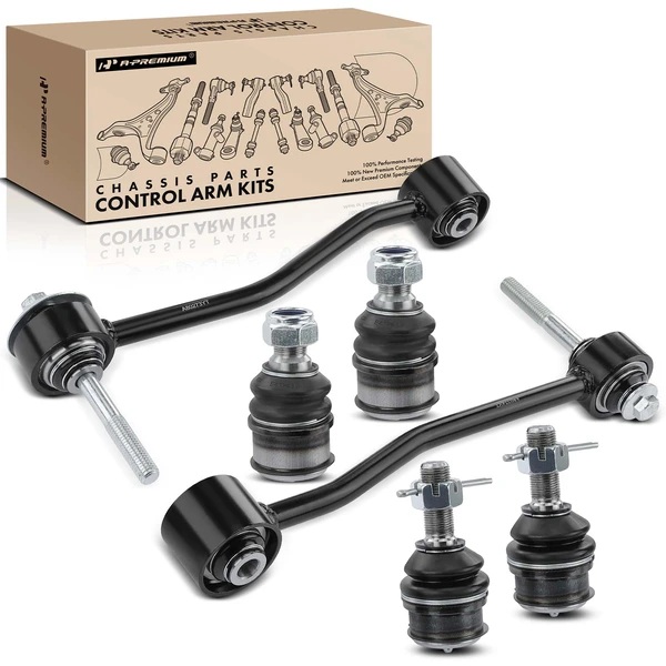 2000-2004 Ford F-250 Super Duty A Set of 6 Ball Joint and Sway Bar Link Kit Front Side A-Premium APCA1352
