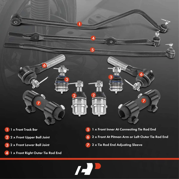 A Set of 11 Ball Joint and Tie Rod End Full Kit Front Side A-Premium APCA1364