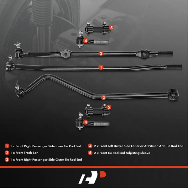 A Set of 7 Tie Rod End Adjusting Sleeve and Track Bar Kit Front Side A-Premium APCA1365